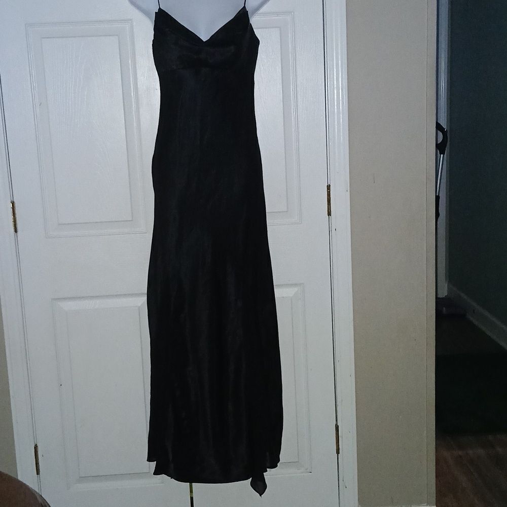 Cache long black dress Sz S 3/4 EUC